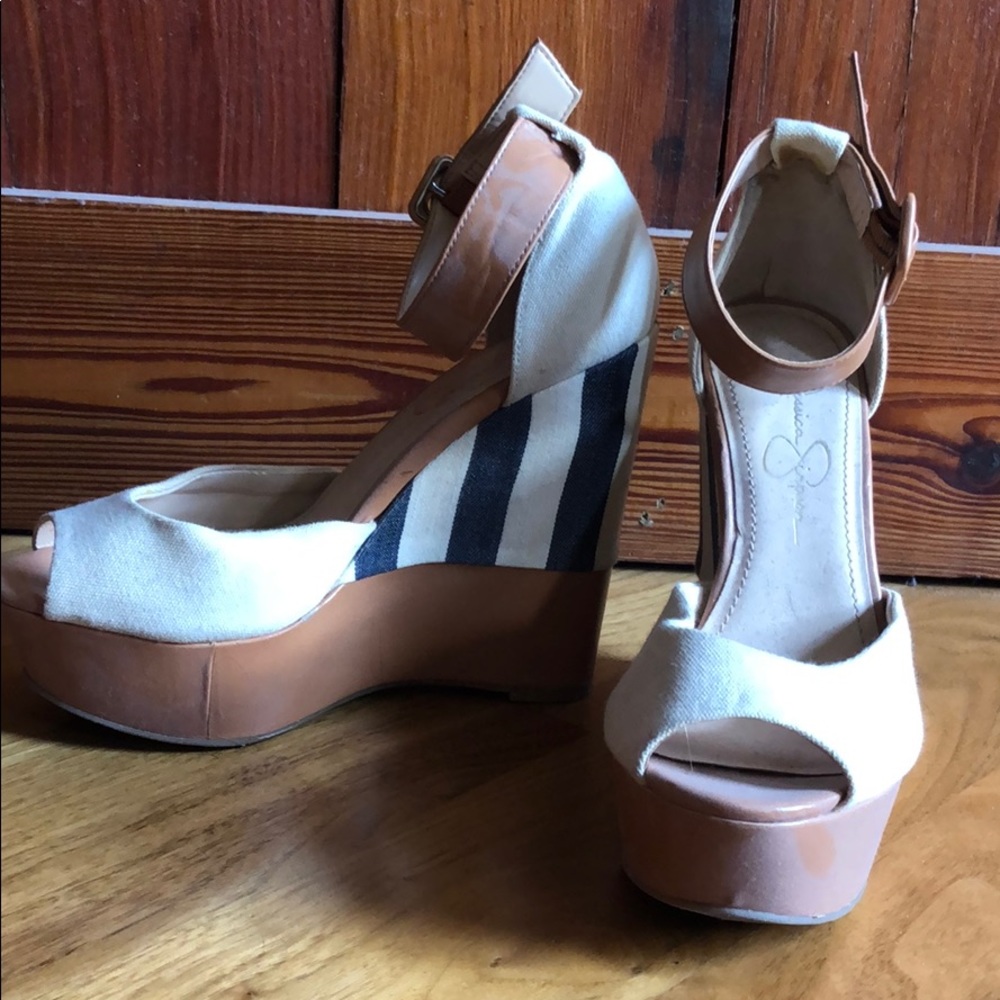 Jessica Simpson nautical wedge sandals
